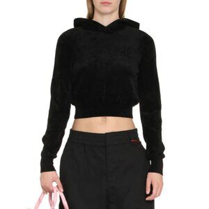 Alexander Wang Cropped Long Sleeve Hoddie w/Embossed Logo, Size XS, New with Tag